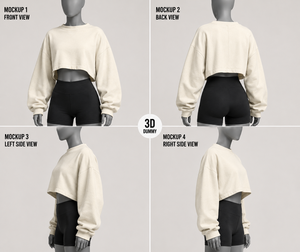 เสื้อสเวตเชิ้ตครอปผ้าฟลีซทรงโอเวอร์ไซส์ แขนยาว ไหล่ตก ทรงหลวม สวมใส่สบาย เหมาะสำหรับออกกำลังกาย ฟิตเนส และเทรนนิ่ง - Product Image 2