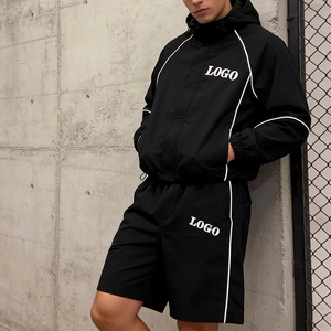 ชุดแจ็คเก็ตและกางเกงขาสั้นไนลอนกันลมขายดีสำหรับผู้หญิง ชุดออกกำลังกาย - Product Image 2