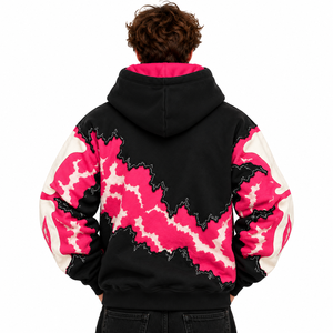 <b>Men</b>’s <b>Black</b> Pink Skeleton Graphic Oversized Pullover Hoodie Custom Streetwear <b>Sweatshirt</b> - Product Image 3