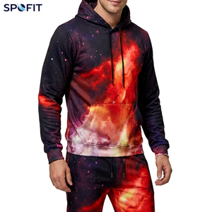 Custom Men's <b>Galaxy</b> Print <b>Hoodie</b> Tracksuit Set 2 Piece Pullover <b>Hoodie</b> Jogger Pants Full Print Streetwear Sportswear OEM - Product Image 2
