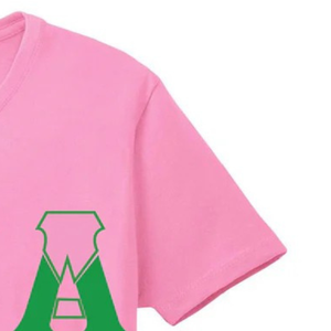 Pink AKA Color Block Greek Letter T-Shirt Women's Cotton Short Sleeve Crew Neck Casual Graphic Tee Soft Comfort <b>Top</b> - Product Image 4