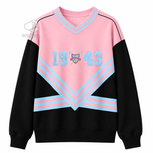 Sweat-shirt à col rond en molleton de coton rose et bleu clair brodé pour femme Gamma Phi Delta, vêtements de sororité - Product Image 1