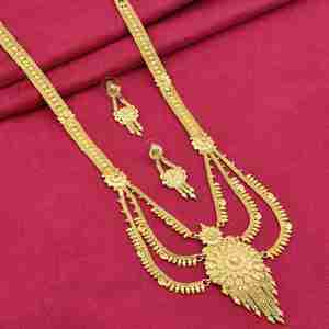 Juego de Collares Rani Haar Chapados en Oro Micro de 14K, 18K y 24K al por Mayor, Conjunto de Joyería India con Diseño Floral, Juego de Joyería de Latón Relleno de Oro - Product Image 1