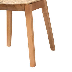 Ensemble de 2 chaises de salle à manger style Japandi en acajou et rotin - Product Image 3