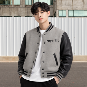 Custom <b>Winter</b> Varsity <b>Jacket</b> Men Wool <b>Leather</b> Sleeves Embroidered Sherpa OEM Logo Bomber Baseball Streetwear Bulk Wholesale - Product Image 3