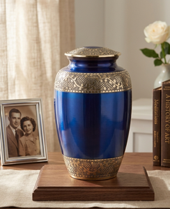 Handcrafted Brass and Speckled Bronze <b>Memorial</b> Urn for Human Ashes – Elegant Decorative Funeral Cremation Urn - Product Image 2