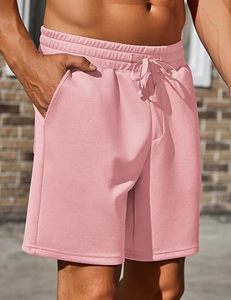 Pantalones Cortos Deportivos para Hombre, Color Rosa Claro, con Cordón Ajustable, Casuales, para Entrenamiento Atlético y Gimnasio, con Bolsillos Laterales - Product Image 4