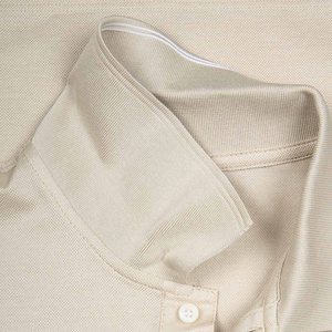 Polo de Piqué de Algodón Beige de Alta Calidad para Hombre, Manga Corta, Color Sólido, Corte Regular Informal, Diseño con Botones al Frente - Product Image 5