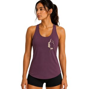 Débardeur dos nageur violet prune pour femme, imprimé graphique, sans manches, pour gym, yoga, fitness, entraînement, course à pied, vêtement de sport anti-humidité - Product Image 1