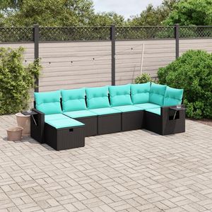 Grand ensemble de canapés de jardin modulaires en polyrotin noir, meubles d'extérieur modulaires élégants - Product Image 1