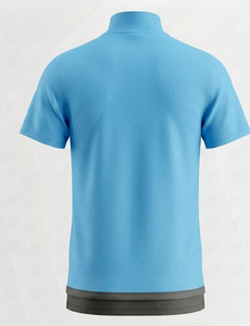 T-shirt en tricot à col roulé bleu clair pour homme, coupe classique, couleur unie, style décontracté - Product Image 5