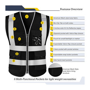 Gilet de sécurité NFPA 2112 jaune haute visibilité, classe 3 ANSI, à fermeture rapide, avec crochets et boucles, résistant aux arcs électriques - Product Image 5