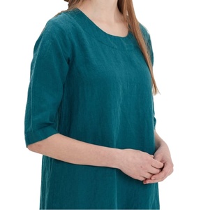 Vestidos Midi de lino y algodón de alta calidad para mujer, ropa informal de vacaciones de verano, estampado de patrón tejido, teñido liso, talla 6XL, lavable - Product Image 2