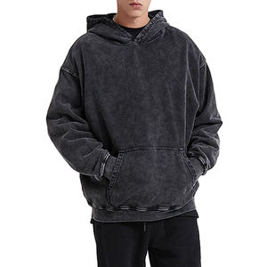 Sweat à capuche pour homme tendance, délavé à l'acide, en tissu épais, mélange de coton doux, personnalisation du logo et de la marque, service OEM écologique - Product Image 5