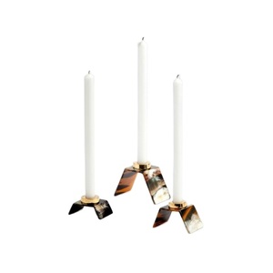 แท่นวางเทียนรูปเขาควายสำหรับร้านอาหารทรงหกเหลี่ยม/โรงแรมพร้อมไฟชาทำจากเหล็กพร้อมขาตั้งและอุปกรณ์สำหรับงานเลี้ยงในบ้าน - Product Image 1