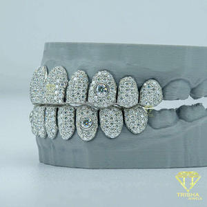 Grillz en argent sterling S925 sans bordure avec moissanite, style hip-hop, luxe, personnalisé, bijoux dentaires tendance - Product Image 6