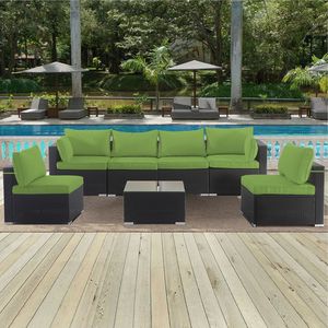 Set di 14 Copricuscini da Esterno per Divano Sezionale in Rattan (6 Posti) - 7 Pezzi (6 Posti) - Coperture Comode per Cuscini e Schienali - Product Image 3