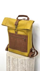 Large Capacity Leather <b>Roll</b> Top Rucksack Expandable Luggage Bag For International Trade Distribution LTBP-0264 - Product Image 2