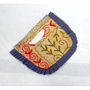 Handmade Suzani Pattern Embroidery Cotton Clutch <b>Bag</b> with Hand Length Handle <b>Medium</b> Size for Women-Travel & Outdoor Use - Product Image 5