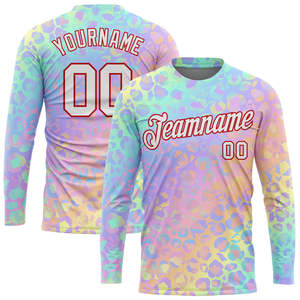 Custom Long Sleeve Baseball Jersey Wholesale Pastel <b>Leopard</b> <b>Print</b> Team Uniform Personalized OEM <b>Men's</b> <b>Shirts</b> supplier - Product Image 1
