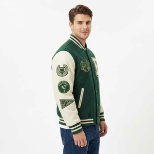 Veste personnalisée avec patch Big Chief et style rétro baseball, en laine et cuir, veste universitaire vintage de style Letterman - Product Image 6