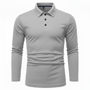 Camisa de Hombre Bordada de Punto, Mezcla de Polialgodón, Manga Larga, Casual, Transpirable, Corte Regular, Semi-Formal, Superventas - Product Image 2