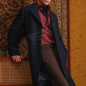 Abrigo de Lana para Hombre, Nuevo Estilo, 100% Lana/Poliéster, Transpirable, de Alta Calidad, Largo - Product Image 3