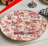 Assiette à motif floral faite à la main pour hôtels, restaurants, bars, forme ronde, métal