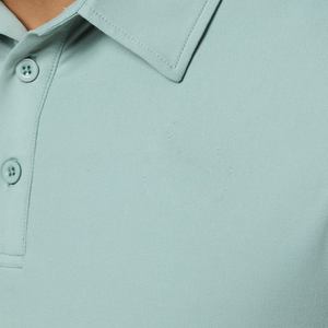 เสื้อโปโลผู้ชายสีเขียวอ่อนแขนสั้นทรงเข้ารูปลำลองสีทึบผ้าถัก - Product Image 3