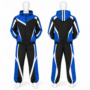 Survêtement unisexe à imprimé géométrique, à capuche, fermeture éclair intégrale, style sportif, noir, jaune, blanc, polyester, printemps, vêtements pour adultes - Product Image 3