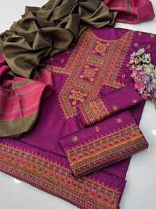 Baju Bordir Tangan Motif Lawn / Salwar Kameez Pakistan Musim Panas - Anti Kusut Cepat Kering Harga Grosir Murah India Pakistan - Product Image 5