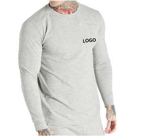T-shirts à manches longues pour hommes en jersey 100% coton, col rond, écologiques, respirants, vente en gros, impression sérigraphique personnalisée, rouge - Product Image 3