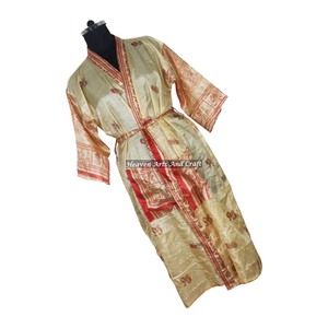 KL001 Robe de nuit vintage pour femme, imprimé floral coloré, pour les fêtes, hiver, automne, style bohème, ample, longue, en poly-soie, séchage rapide, manches longues - Product Image 1