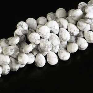 Natural Howlite Pear Shape Faceted <b>Beads</b> 8x11 To 9x12MM White Howlite Gemstone <b>Beads</b> For Jewelry Making Pear Briolette <b>Beads</b> - Product Image 5