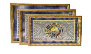 Ensemble de plateaux de service en bois au design élégant, 3 pièces, motif chameau numérique, plateau de service décoratif pour desserts, disponible à prix réduit - Product Image 6