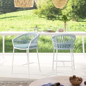 Maiden 27 Set di 2 sgabello da bancone Patio blu cielo Sunproof olefina sedie da giardino - Product Image 1