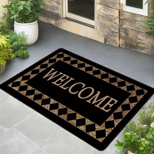 Modern Geometric Design Machine Made PET Friendly Polyester Reversible Door Mat Wear-Resistant Washable for Home Outdoor Hotel - Product Image 1