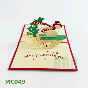 Tarjetas de Felicitación Navideñas con Diseño de Muñeco de Nieve, Corte Láser 3D Personalizado, Impresión por Transferencia Térmica, Rectangulares, Hechas en Vietnam, Hanoi, Encantadoras - Product Image 4