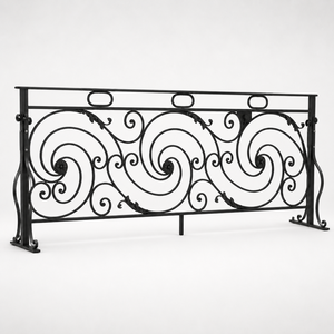 Barandilla Decorativa de Hierro Forjado Negro para Balcón, Panel de Barandilla Metálica con Adornos para Escaleras, Terraza, Decoración Exterior del Hogar - Product Image 3