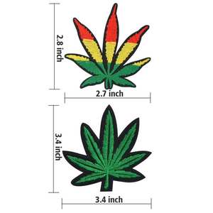 แผ่นปะติดรีดติดเสื้อผ้าลายใบไม้สีเขียวแบบกำหนดเอง ปักลายฉลุ ปักลายปะติดเสื้อผ้า - Product Image 1