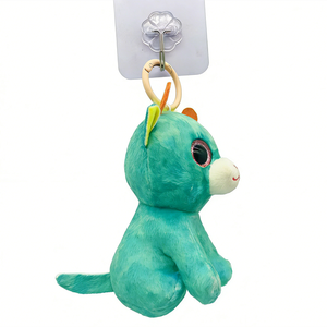 Porte-clés personnalisé en peluche mini cerf tie-dye vert sarcelle, adorable animal de la forêt assis avec de grands yeux roses pailletés, breloque de sac en peluche - Product Image 2