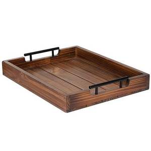 Large Wooden Serving Tray for Ottoman | <b>Coffee</b> <b>Table</b> Wood Tray Tray With Handles Made Natural Wood Serving - Product Image 4