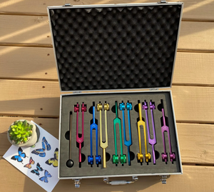 Juego de diapasones de chakra Mars Sunshine, diapasones de chakra curativos con martillo pesado, de colores + estuche. - Product Image 3