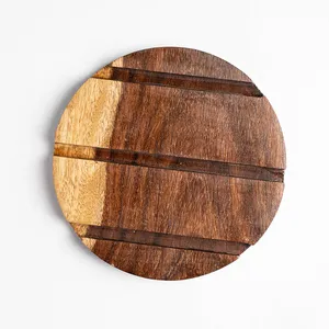 Handmade Premium Acacia Pine Mango Wood Drink Coasters Cup Mats Anti-Skid Eco-Friendly Square Classic Design <b>Table</b> <b>Protector</b> Set - Product Image 2