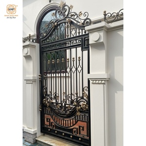 KHP Traditional Rustic Wrought Iron Exterior Entry Gate Anti-Theft Feature Manual <b>Swing</b> Style Finished Surface for Garden Use - Product Image 3