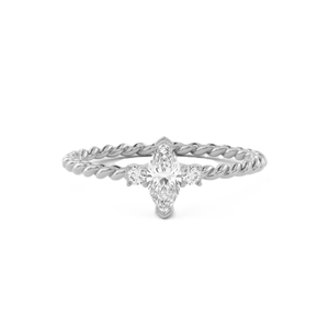 Bague de mariage en or massif 14K 18K avec moissanite ronde taille marquise et diamant de laboratoire, bande torsadée, minimaliste, empilable, bague de promesse - Product Image 3