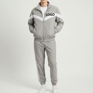 Survêtements personnalisés pour hommes avec logo OEM, coupe-vent bicolore, ensemble 2 pièces pour la gym, joggers unisexes à fermeture éclair, streetwear imprimé, survêtements mi-lourds - Product Image 4