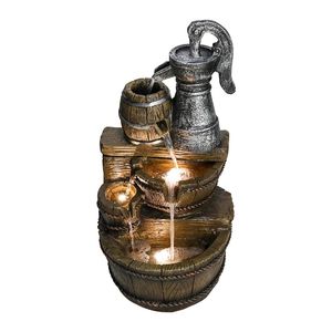 Rustico pavimento esterno a 5 livelli fontana giardino e Patio arredamento con barile e pompa acqua caratteristica - Product Image 5