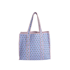 Bolsa de Mano Acolchada de Algodón con Panel Floral, Estilo Bohemio, Abertura Superior, Ecológica, Lavable, Reversible, para Todas las Estaciones, para la Playa o Compras - Product Image 5