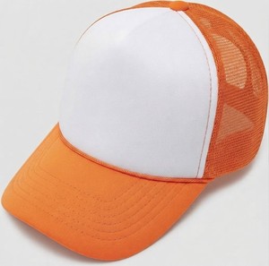 Casquette Trucker 5 Panneaux Orange et Blanc Tendance, Réglable, Respirante, avec Visière en Mousse, Logo Personnalisé, Vente en Gros - Product Image 1